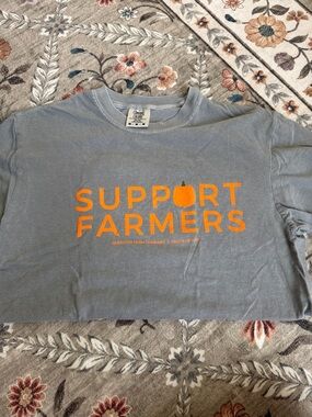 Comfort Colors Gray Short-Sleeve "Support Farmers" Tee with Orange Graphic